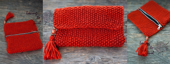 knitted purse with beads and tassel